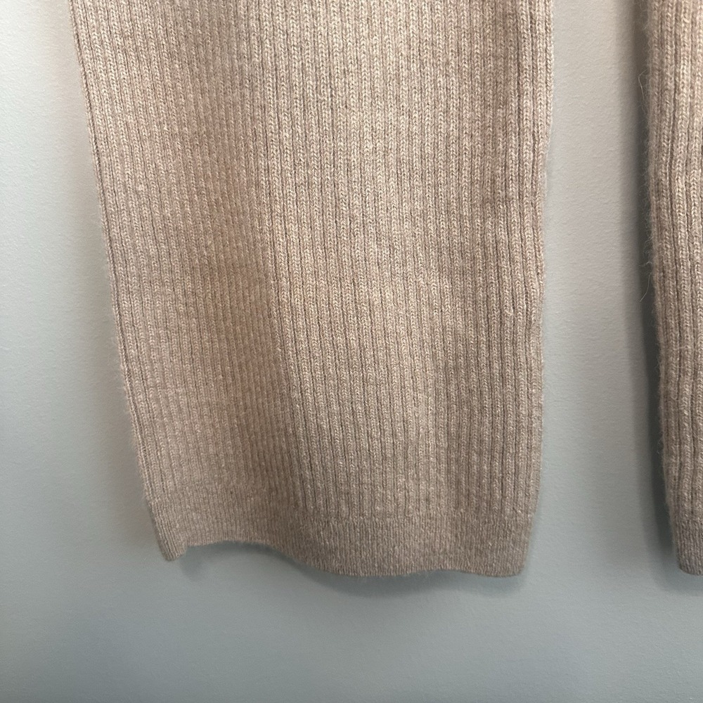 Hass Alpaca Ribbed Wide Leg Pants L Peruvian Loungewear Camel Beige Cozy Pull On - Picture 3 of 7